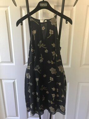 Vintage 1996 Et Vous 100% Silk Floral Halter Mini Dress Size M